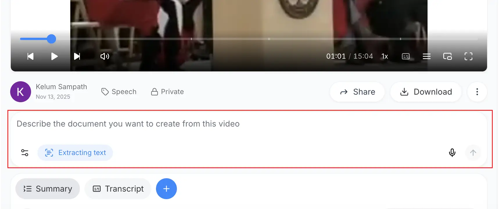 AI prompt for video OCR